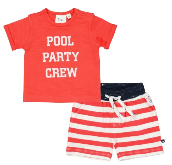Blub_Club_T_shirt_Pool_party_en_Short_streep_Rood