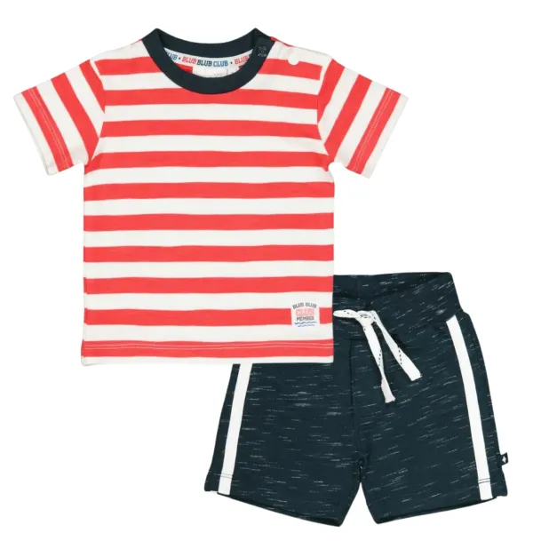 Blub_Club_T_shirt_Rood_streepen_Short_navy_melang
