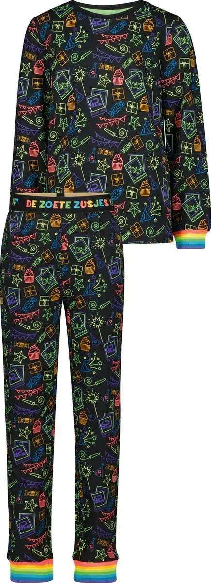 De_Zoete_Zusjes_Pyjama_Jackie_Zwart_print