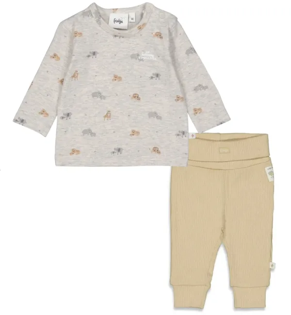 Happy_Together_Shirt_grijs_melee_en_Broekje_zand