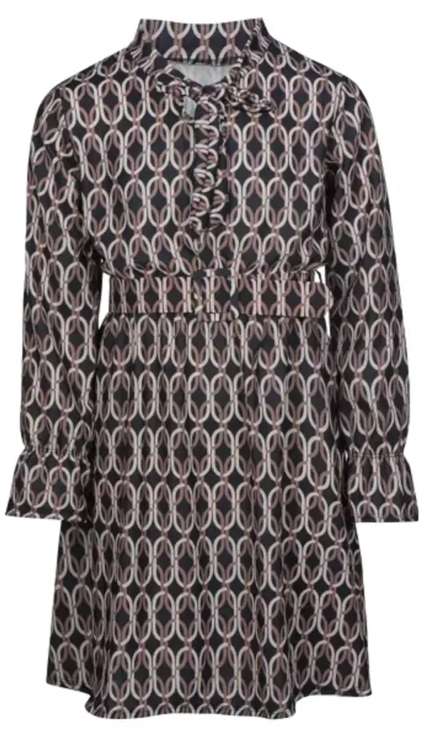 Jurk_Lette_met_printje_Zwart_Beige_1