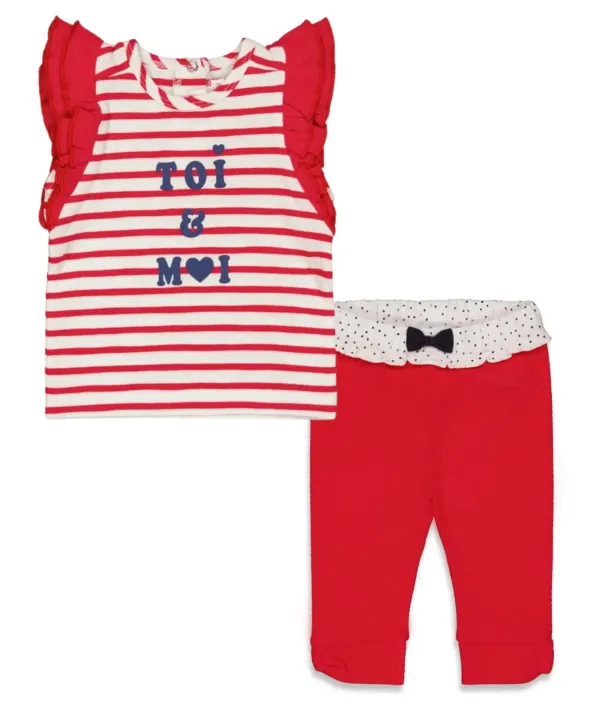 Mouwloos_Shirt_Streep_en_Broek_Roos