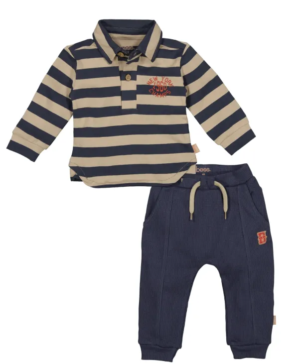 Poloshirt_en_Sweat_broek_Petrol_Zand_