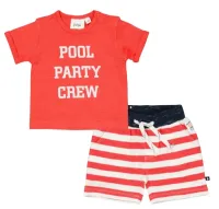 Blub_Club_T_shirt_Pool_party_en_Short_streep_Rood