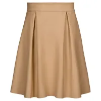 Rok_Nora_knielengte_Lederlook_Zand