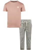 T_Shirt_en_Ruit_Broek_Regulair_Sand
