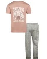 T_Shirt_en_Ruit_Broek_Regulair_Sand_1