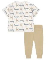 T_shirt_Loose_Fit_Off_White_en_Joggingbroek_Sand_1