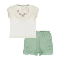 T_shirt_Off_White_en_Short_Aqua_Green