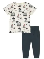 T_shirt_Soft_Sage_en_Joggingbroek_Camel