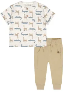 T_shirt_Loose_Fit_Off_White_en_Joggingbroek_Sand